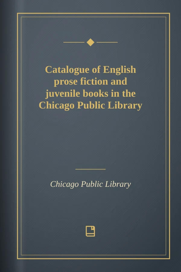Catalogue of English prose fiction and juvenile books in the Chicago Public Library